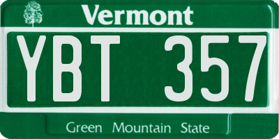 VT license plate YBT357