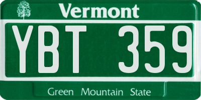 VT license plate YBT359