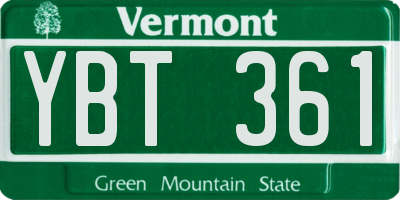 VT license plate YBT361
