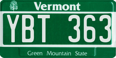 VT license plate YBT363