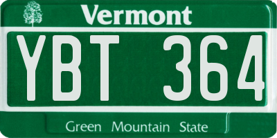 VT license plate YBT364