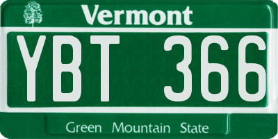 VT license plate YBT366