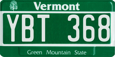 VT license plate YBT368