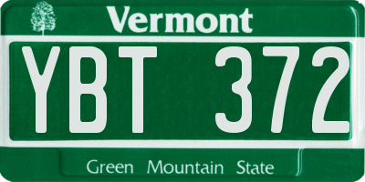 VT license plate YBT372