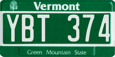 VT license plate YBT374