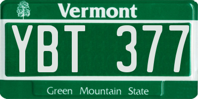 VT license plate YBT377