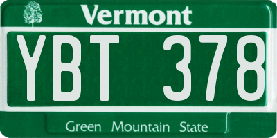 VT license plate YBT378