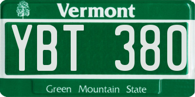 VT license plate YBT380