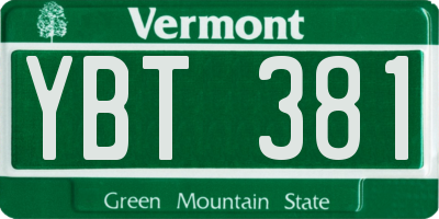 VT license plate YBT381