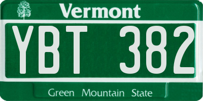 VT license plate YBT382