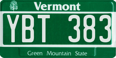 VT license plate YBT383
