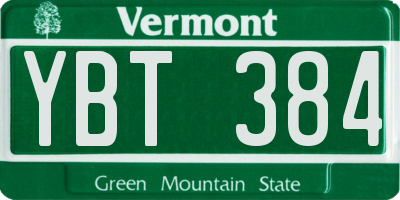 VT license plate YBT384