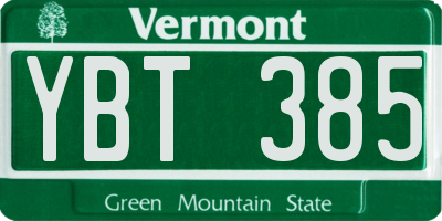VT license plate YBT385
