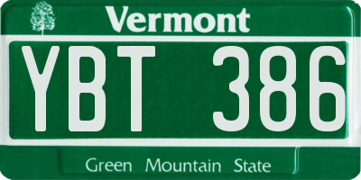 VT license plate YBT386