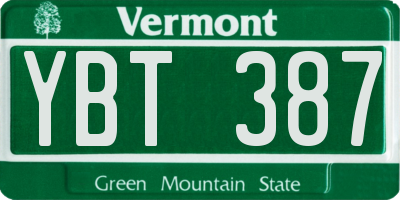 VT license plate YBT387