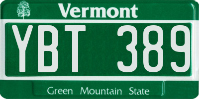 VT license plate YBT389
