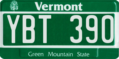 VT license plate YBT390