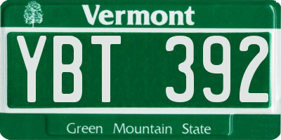 VT license plate YBT392