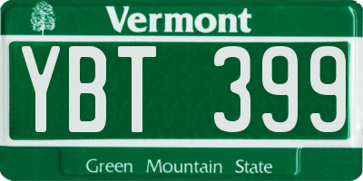 VT license plate YBT399