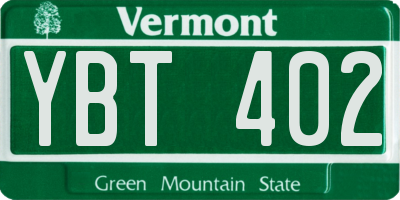 VT license plate YBT402