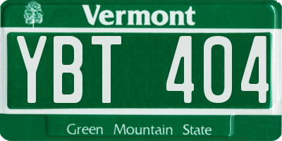 VT license plate YBT404