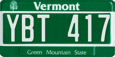 VT license plate YBT417