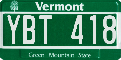 VT license plate YBT418