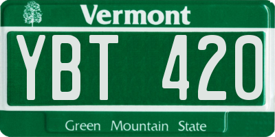 VT license plate YBT420