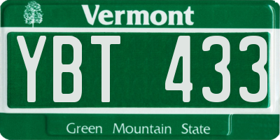 VT license plate YBT433