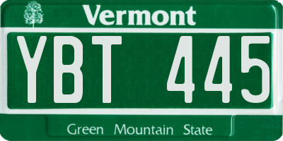 VT license plate YBT445
