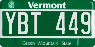 VT license plate YBT449