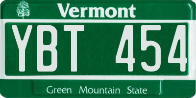 VT license plate YBT454
