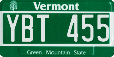 VT license plate YBT455