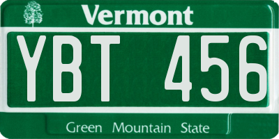 VT license plate YBT456