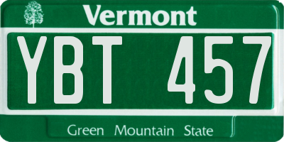 VT license plate YBT457