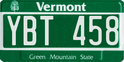 VT license plate YBT458