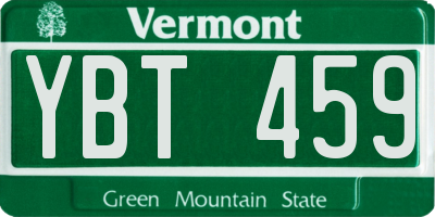 VT license plate YBT459
