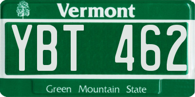 VT license plate YBT462
