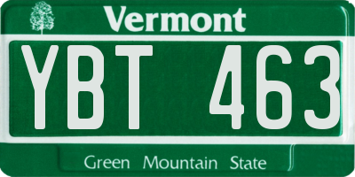VT license plate YBT463