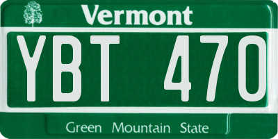 VT license plate YBT470