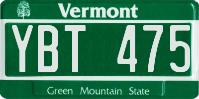 VT license plate YBT475
