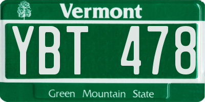 VT license plate YBT478