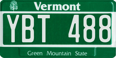VT license plate YBT488