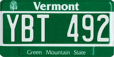 VT license plate YBT492