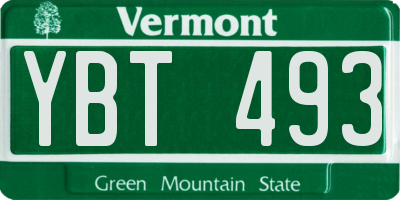 VT license plate YBT493