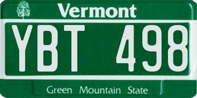VT license plate YBT498