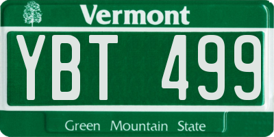 VT license plate YBT499