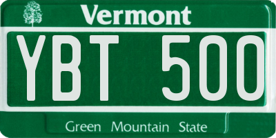 VT license plate YBT500