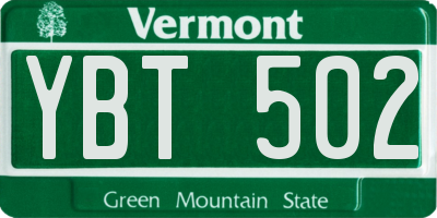 VT license plate YBT502
