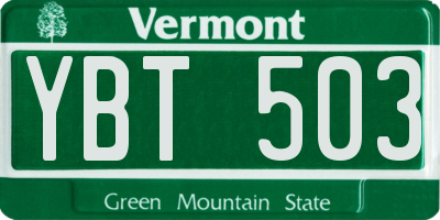 VT license plate YBT503